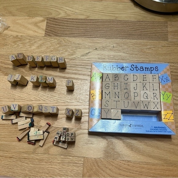 Vintage Rubber Stamps Lot Alphabet Letters Craft Art Card Making Wooden - Picture 1 of 4
